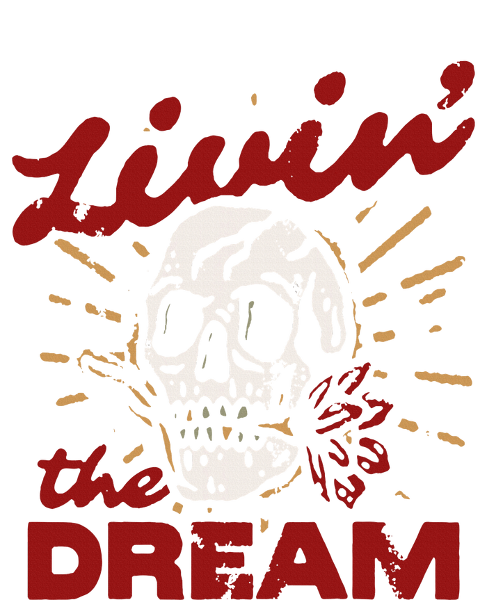 Retro Livin The Dream Skull With Rose Western Southerm Performance Sprint T-Shirt