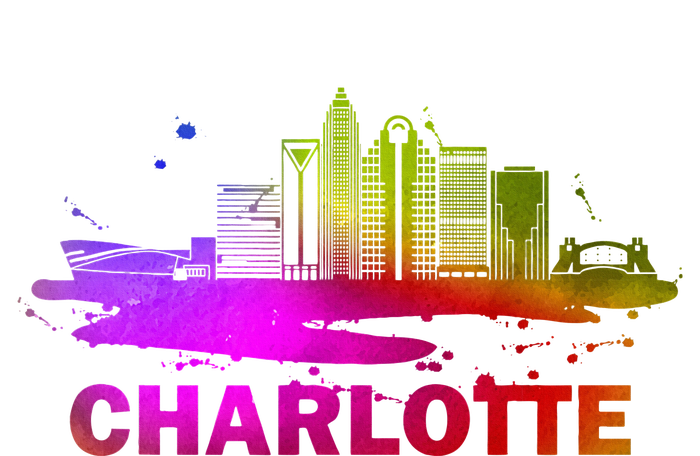 Colorful Charlotte Cityscape Souvenir Charlotte Skyline T-Shirt