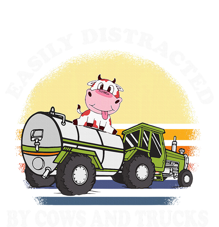 Easily Distracted By Cows And Trucks Funny Cow Farmers Toddler Zip Fleece Hoodie