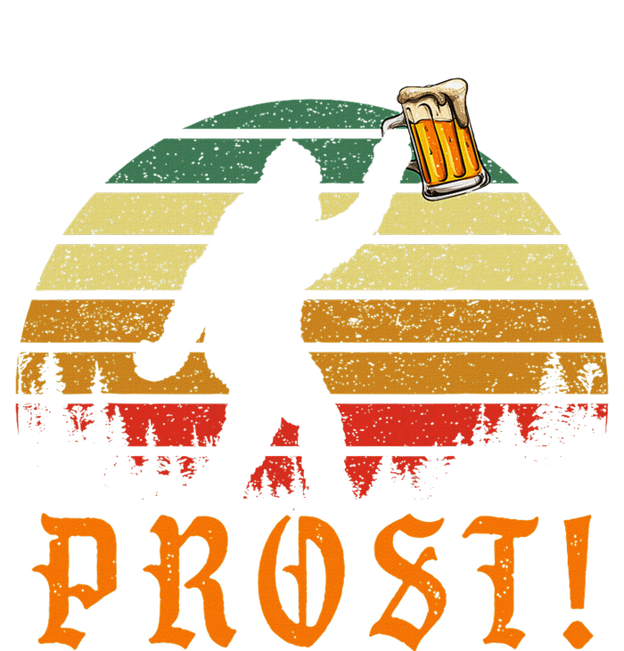 Vintage Prost! Bigfoot Yeti Drinking Beer German Oktoberfest Cooling Performance Long Sleeve Crew