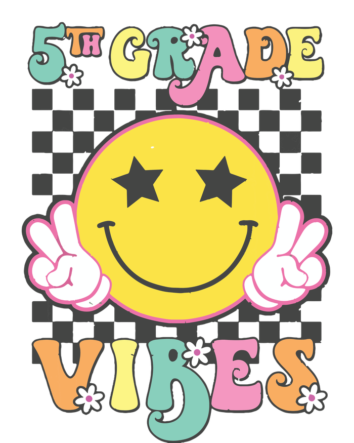 Girl 5th Grade Vibes Smile Face Back To School Fifth Grade Large Microfiber Waffle Golf Towel