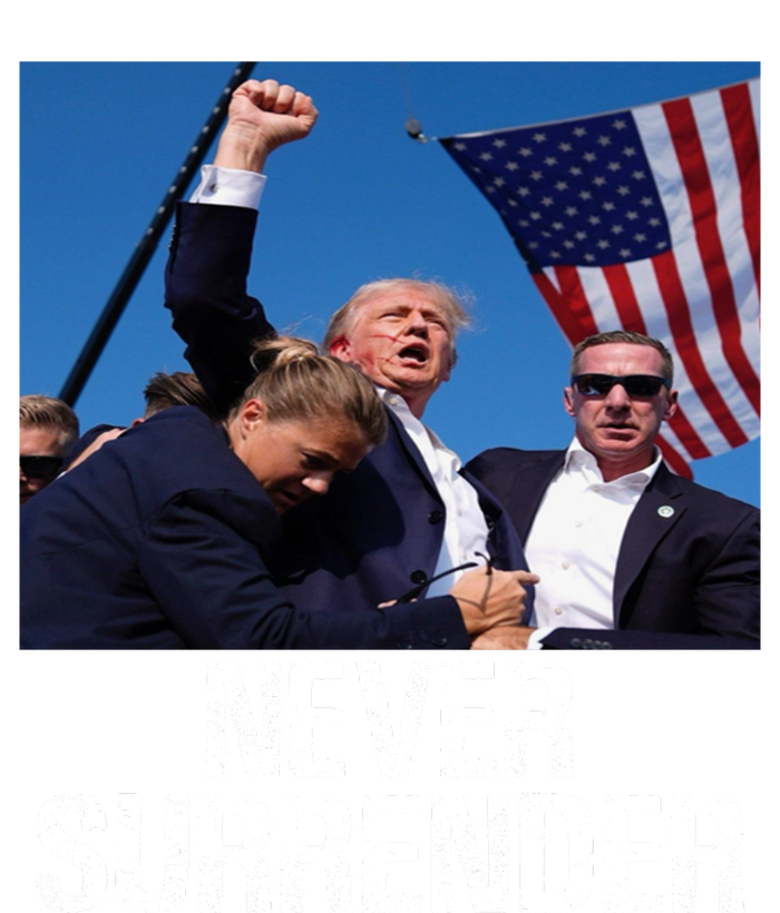 Never Surrender Trump Statement Shooting Pray For Trump Sustainable Knit Beanie