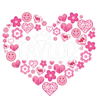 Taylor First Name I Love Taylor Girl Groovy 80s Pink White T-Shirt