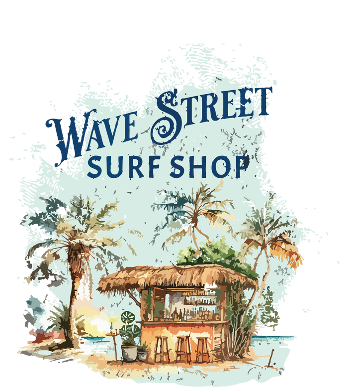 Wave Street Retro Vacation Beach Surfing Sunset Beach Hut Performance Fleece Hoodie