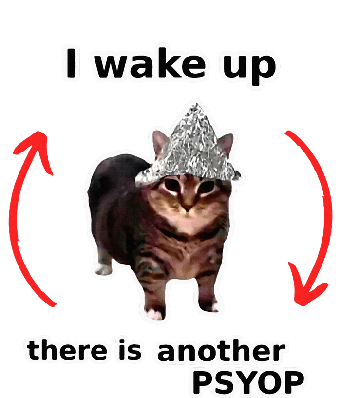 I Wake Up There Is Another Psyop Tin Foil Hat Cat Meme Women's Strappy Tank