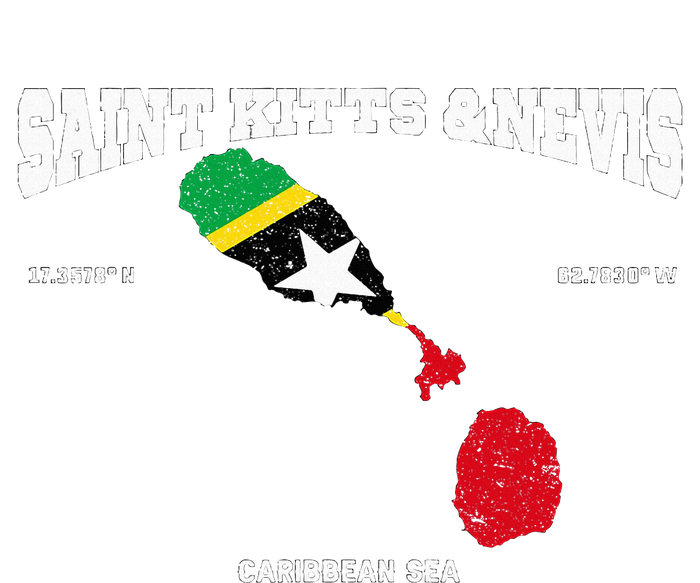 St Kitts Flag And Map St Kitts And Nevis Coordinates T-Shirt