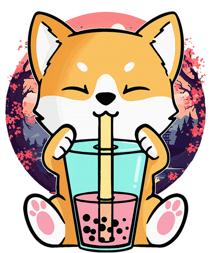 Kawaii Corgi Dog Bubble Tea Boba Anime Neko Japanese T-Shirt