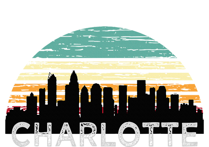 Retro Charlotte North Carolina Print Skyline Women's V-Neck T-Shirt