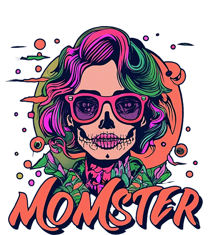 Momster Monster Mom Halloween Skeleton Spooky Mom Mama Women's V-Neck T-Shirt