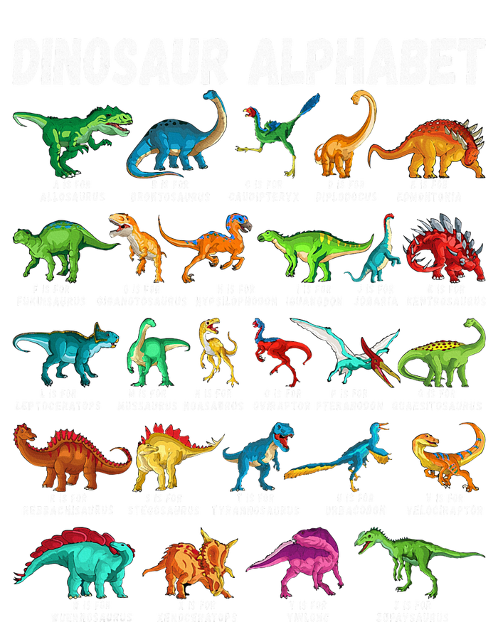 Types Of Dinosaurs Alphabet Az Abc Dino Identification Women's Racerback Tank