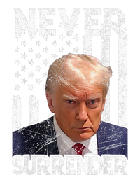 Never Surrender Trump Mug Shot 2024 American Flag T-Shirt