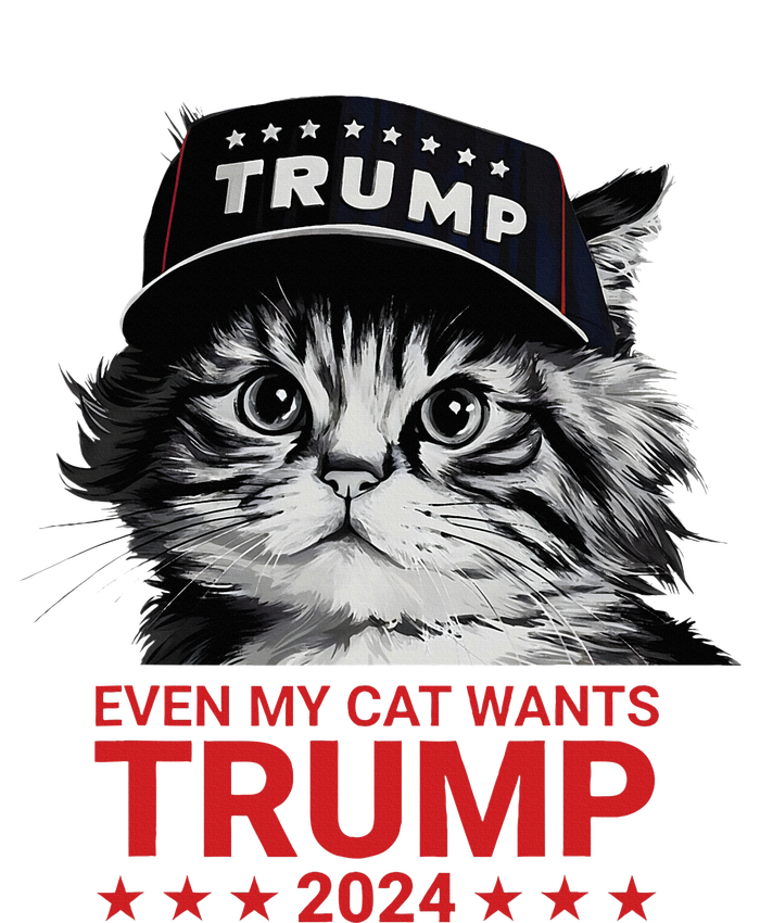 Even My Cat Wants Trump 2024 Funny American Cat Pro Trump Knit Cap Winter Beanie