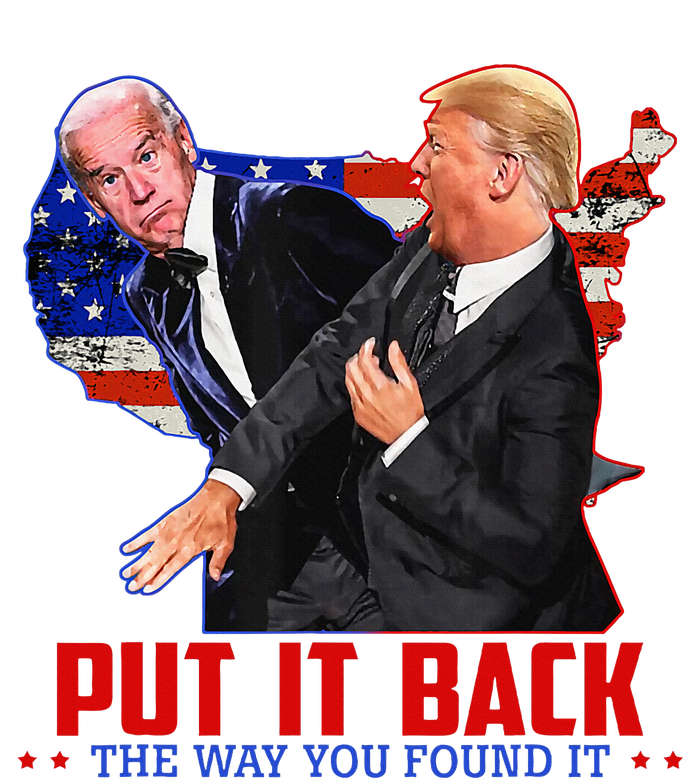 Put It Back The Way You Found It Funny Trump Slap Anti Biden Bella+Canvas Jersey Crop Tee