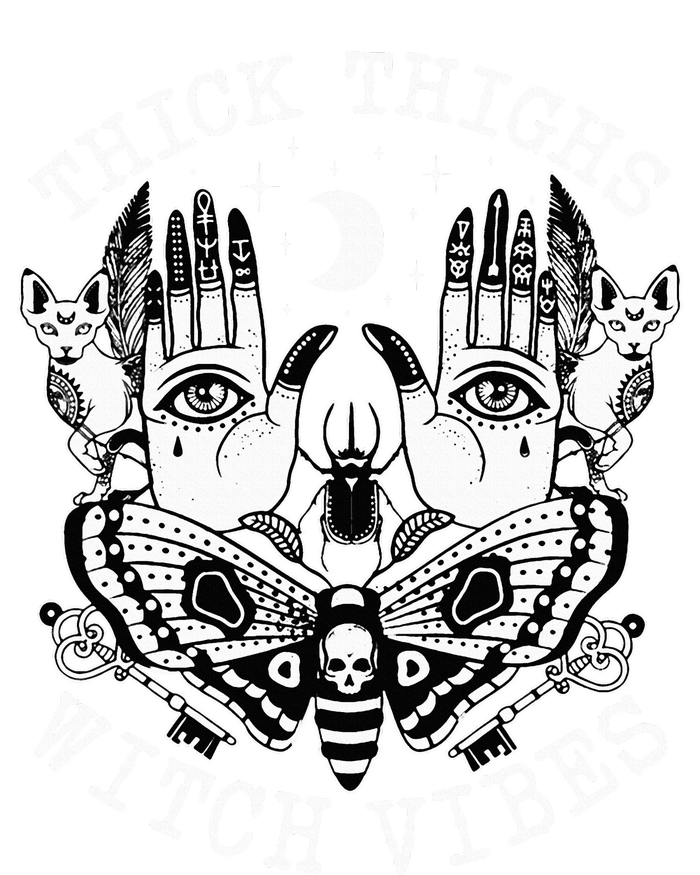 Thick Thighs Witch Vibes Witches Halloween Costume Women's V-Neck T-Shirt