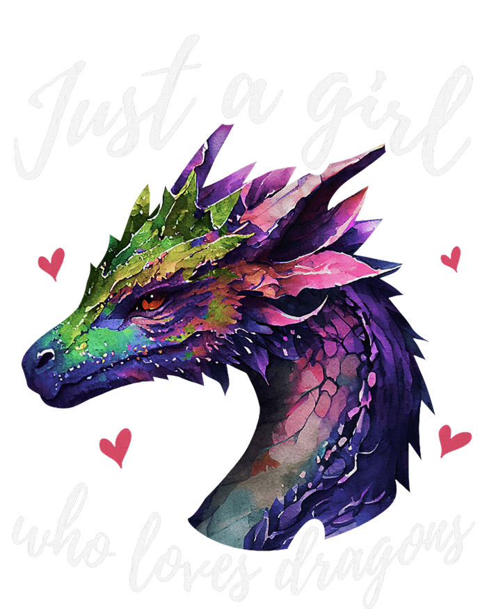 Just A Girl Who Loves Dragons Cute Dragon Watercolor Art Dry Zone Grid Polo