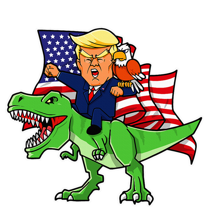 Trump Riding A Dinosaur Trex Funny Merica Patriotic Impact Tech Backpack