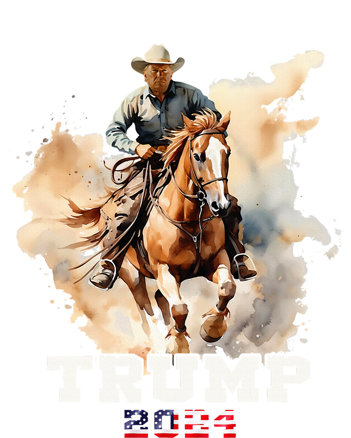 Trump Riding Horse American Flag Cowboy Full-Length Apron With Pockets