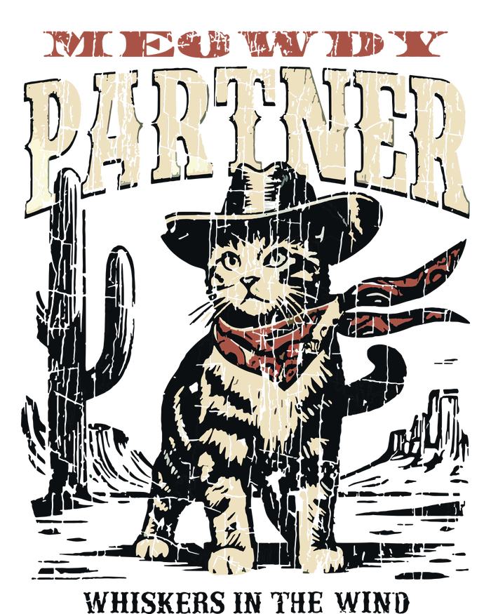 Meowdy Partner Cowboy Cat Vintage Sustainable Bucket Hat