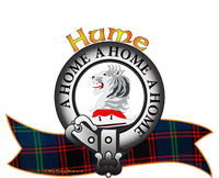 Hume Clan Tartan Crest Motto V Neck Flat Bill Trucker Hat