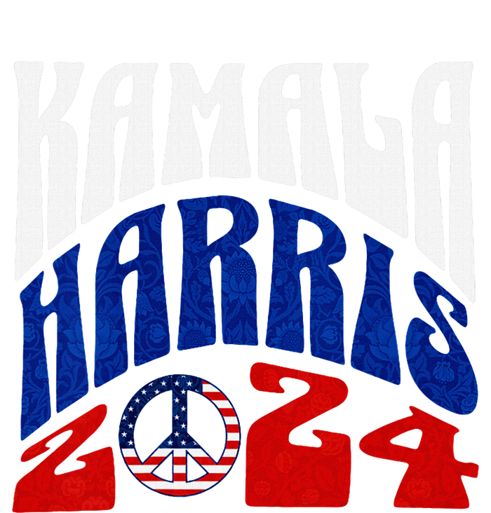 Kamala Harris 2024 Vote Peace Retro Groovy President Women V Neck Women's Long Sleeve Flannel Pajama Set 