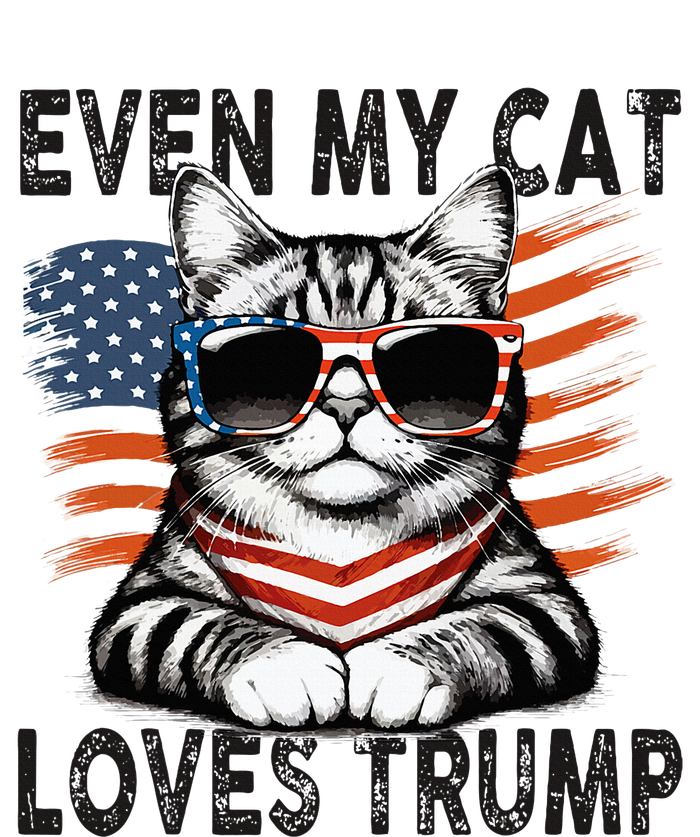 Even My Cat Loves Trump Patriotic American Flag Sunglasses T-Shirt