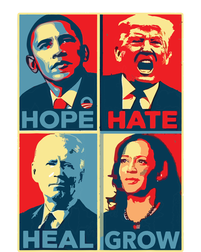 Kamalaharris 2024 President Campaign Hope Hate Heal Grow T-Shirt