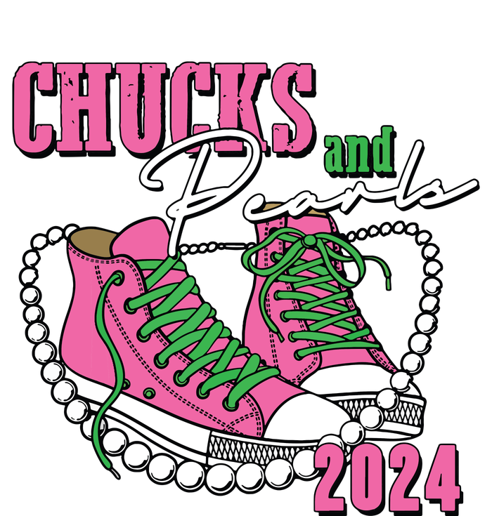 Chucks And Pearls Im With Her Kamala 2024 Ladies Long Sleeve Shirt