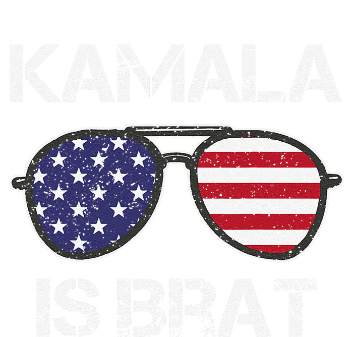 Kamala Is Brat Sunglasses Us Flag Vintage Funny Sarcastic T-Shirt