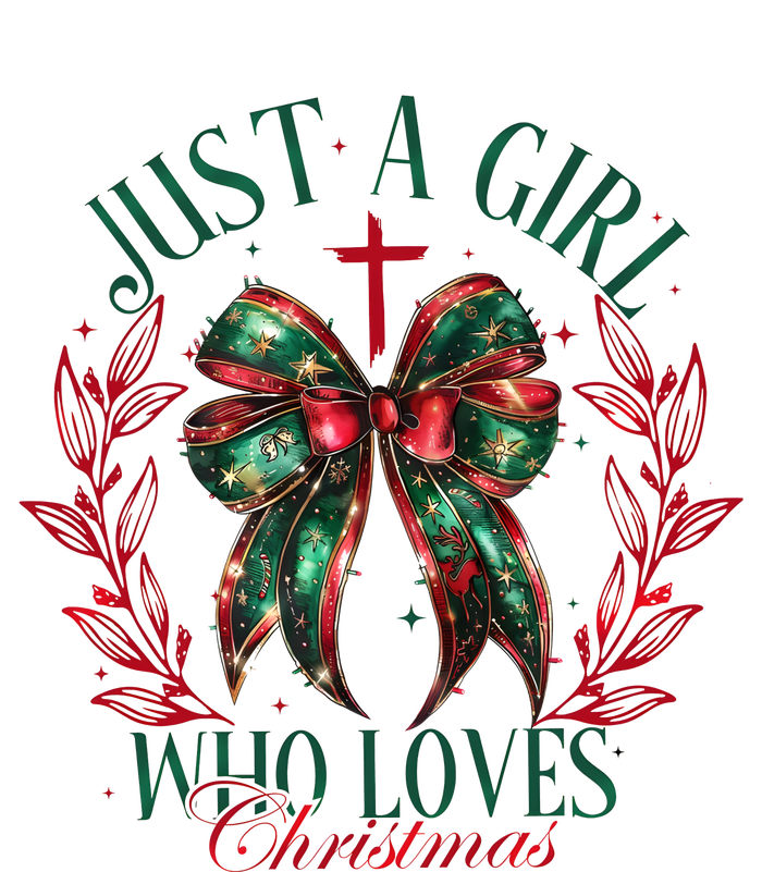 Just A Girl Who Loves Chrsitmas Coquette Bow T-Shirt