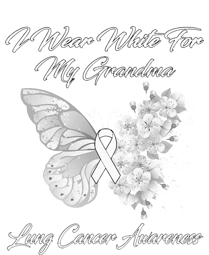 Butterfly I Wear White For My Grandma Lung Cancer Awareness Flexfit Unipanel Trucker Cap