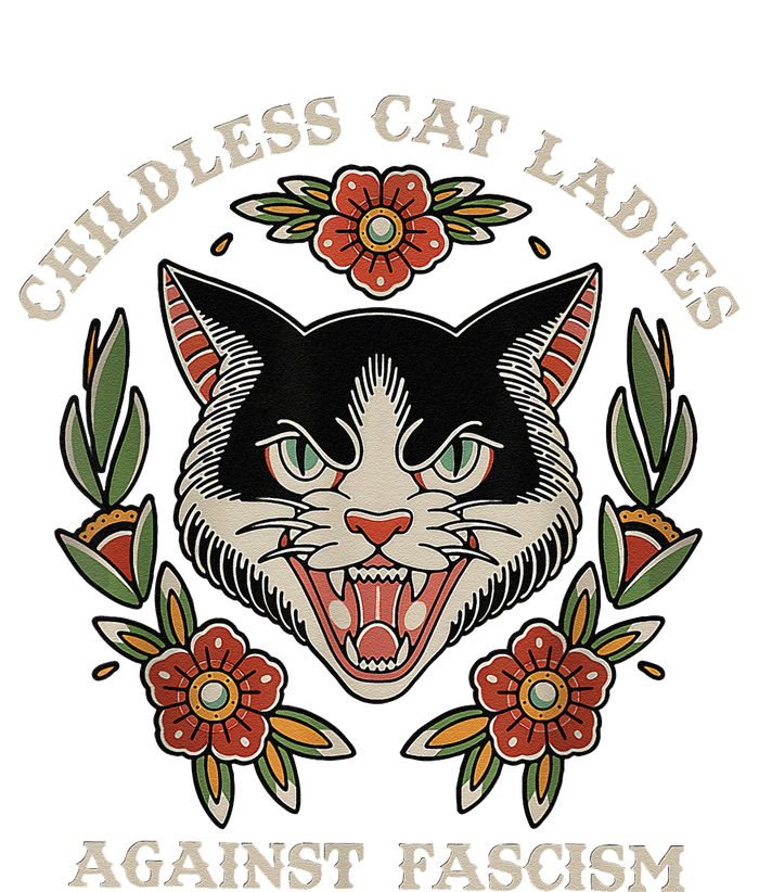 Childless Cat Ladies Against Fascism Flowers T-Shirt