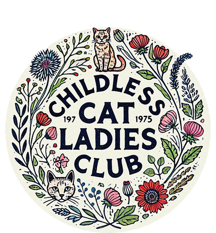 Childless Cat Ladies Club Illustration Cat Person Artwork T-Shirt