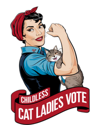 Funny Vintage Childless Cat Ladies Vote Rosie The Riveter Valucap Bio-Washed Visor