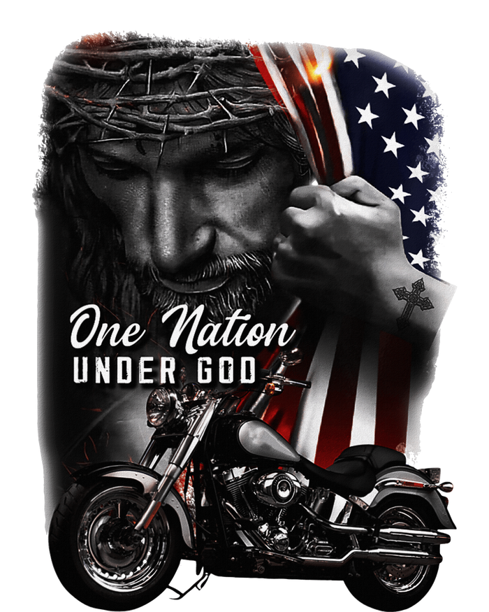 Biker Christian Motorcycles Lover One Nation Under God Softstyle CVC T-Shirt