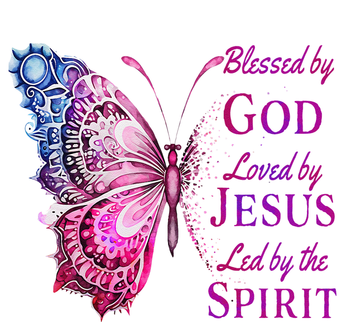 Blessed By God Loved By Jesus Pin.K Butterfly Christian T-Shirt