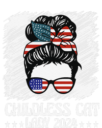 Childless Cat Lady 2024 Groovy Messy Bun American Flag Tie Dye Hoodie