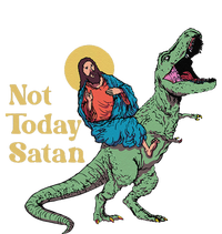 Not Today Satan Jesus Riding Dinosaur T Rex Funny Sarcastic Striped Beanie with Solid Band