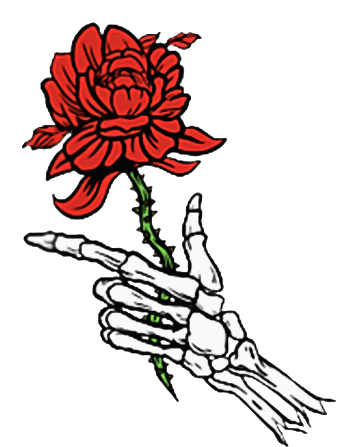 Skeleton Hand Holding A Red Rose Performance Long Sleeve Polo