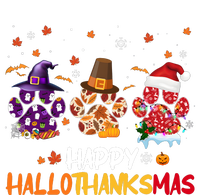 Happy Hallothanksmas Paw Halloween Thanksgiving Christmas Women's Long Sleeve Flannel Pajama Set 