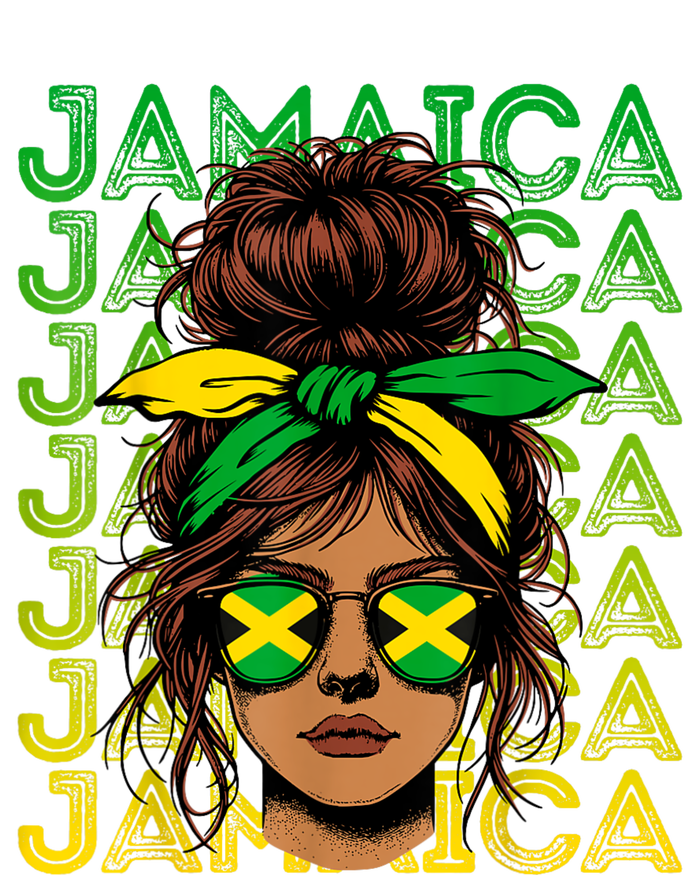 Retro Jamaica Women Messy Bun Jamaican Women Flag Kids T-Shirt