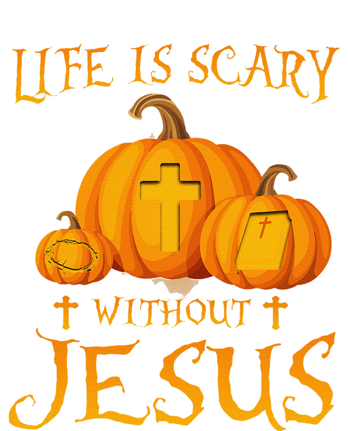 Life Is Scary Without Jesus Halloween Pumpkin Christian Sustainable Bucket Hat