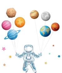 Funny Astronaut Spaceman Flies With Planet Balloons Long Sleeve Shirt