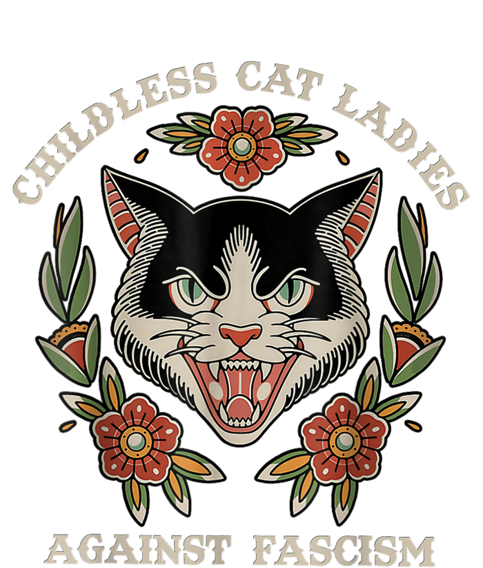 Childless Cat Ladies Against Fascism Flowers T-Shirt