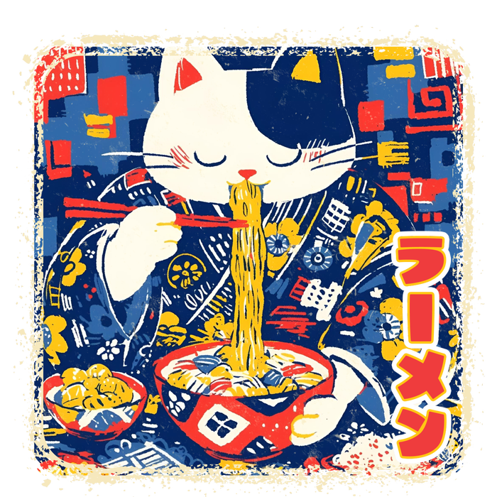 Vintage Japanese Ramen Noodle Neko Cat T-Shirt