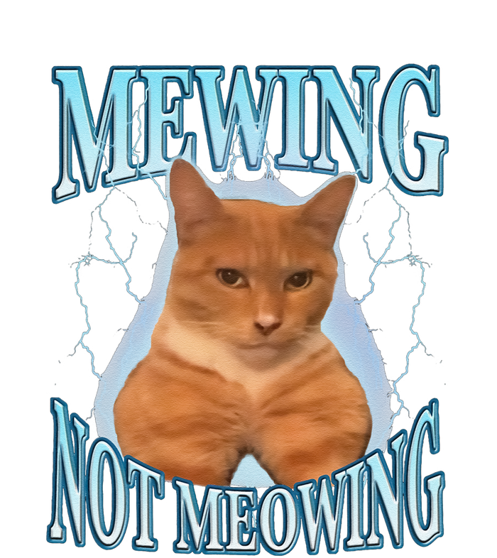 Mewing Not Meowing Funny Meme Flat Bill Trucker Hat