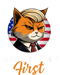 Americat First Funny Patriotic America Cat President Outfit Ladies Long Sleeve Shirt