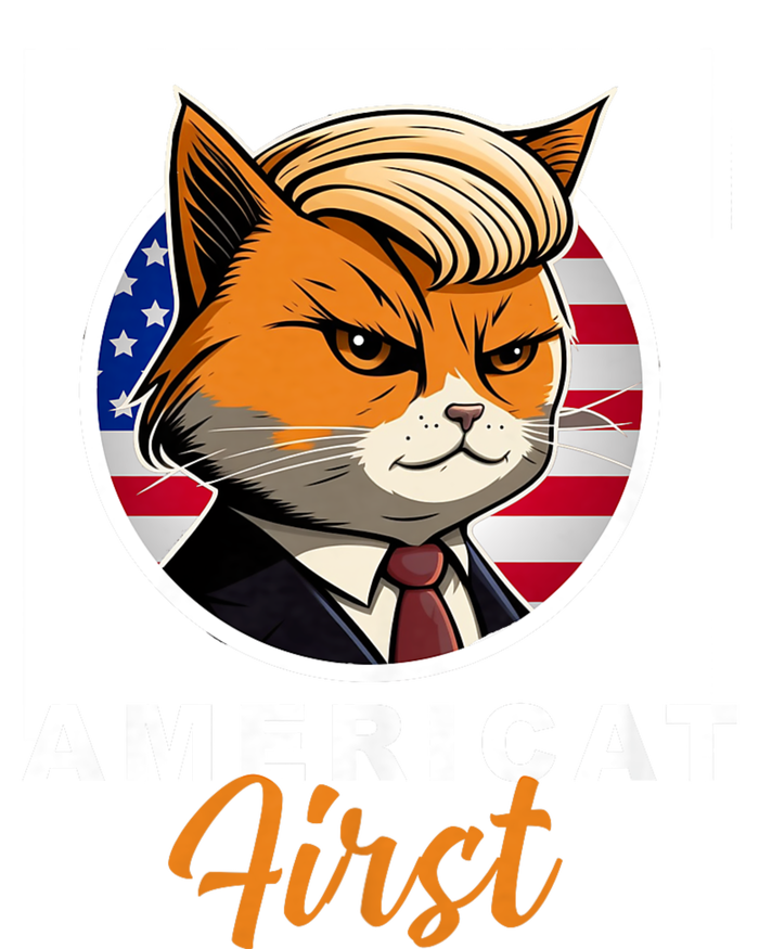 Americat First Funny Patriotic America Cat President Outfit Ladies Long Sleeve Shirt