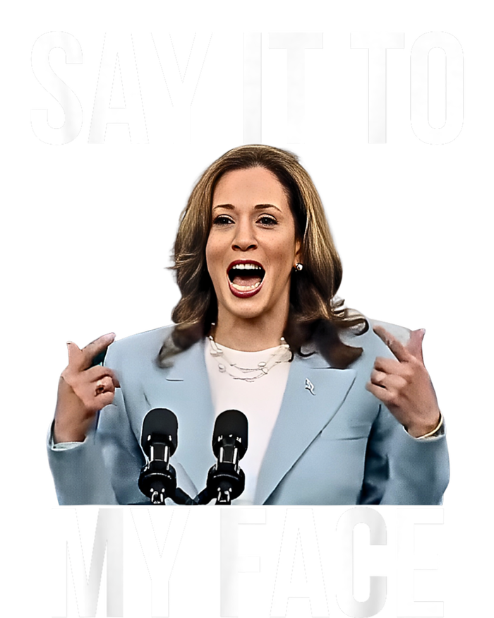 Say It To My Face Funny Kamala Harris Challenges Trump Kids Long Sleeve Shirt