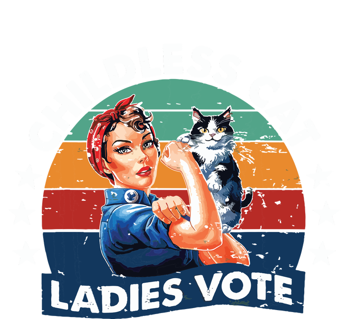 Childless Cat Ladies Vote Rosie The Riveter Vintage Funny Softstyle Adult Sport Polo