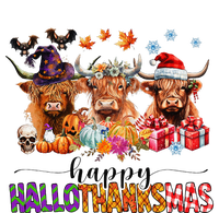 Happy Hallothanksmas Highland Cow Print Halloween Christmas T-Shirt